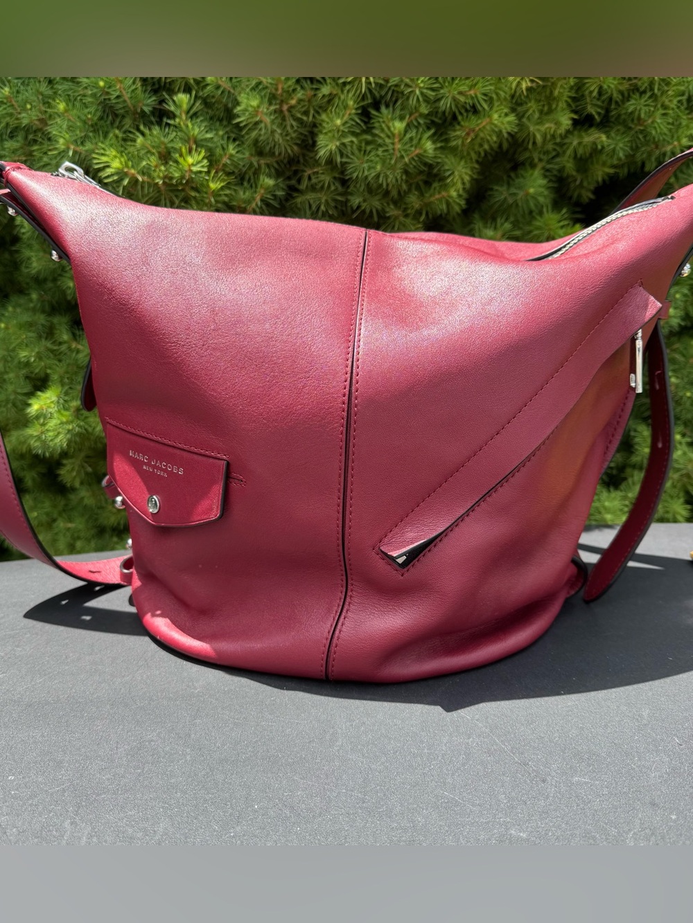 Marc Jacobs “The Sling” Burgundy Leather Hobo Bag